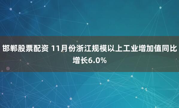 邯郸股票配资 11月份浙江规模以上工业增加值同比增长6.0%