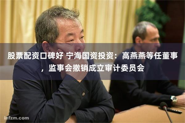 股票配资口碑好 宁海国资投资：高燕燕等任董事，监事会撤销成立审计委员会