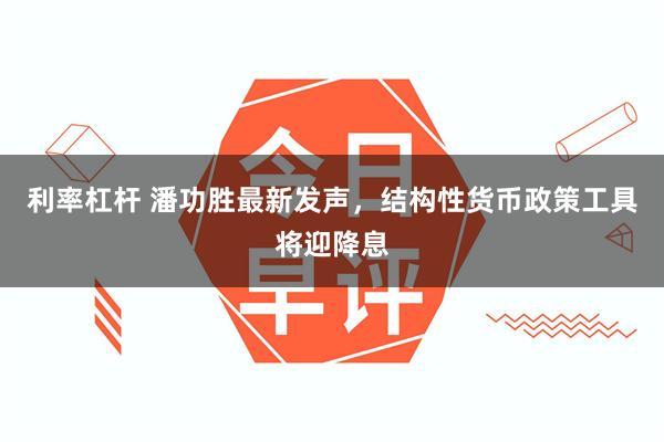 利率杠杆 潘功胜最新发声，结构性货币政策工具将迎降息